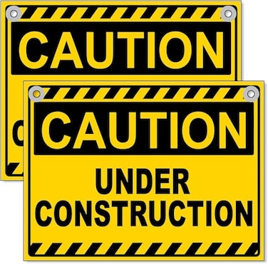 DIMARONGTON 2 PC Under Construction Sign 8x12 Coroplast Caution Construction Signs for Jobsites with Grommets
