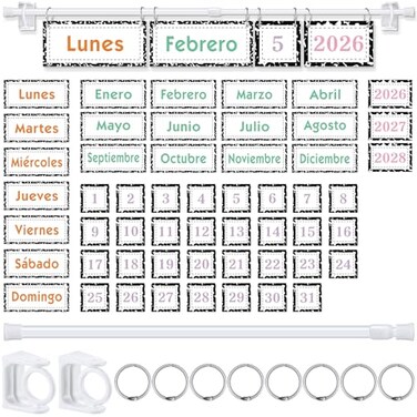 Kosiz Composition Notebook Spanish Classroom Calendar Back to School Calendario Espanol Bulletin Board Set Composition Flip Calendar with Holder for Teacher Must Have Classroom Organization Kits
