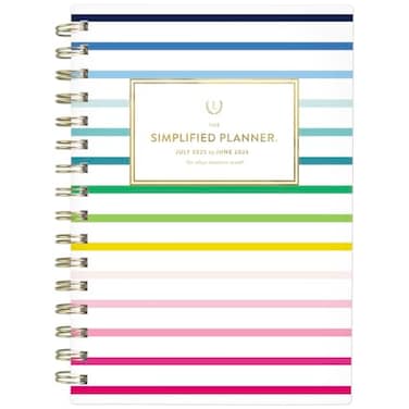 AT-A-GLANCE ATAGLANCE Planner 20252026 Academic Simplified by Emily Ley Weekly Monthly 512 x 812 Small Monthly Tabs Flexible Cover Happy Stripe EL37200A