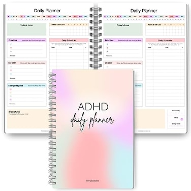 Templatables ADHD Daily Planner for Neurodivergent Adults Productivity Daily Planner Task Management to Stay Organized and Focused Rainbow