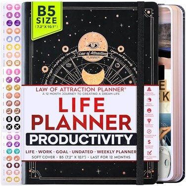Freedom Mastery Deluxe Weekly and Monthly Planner Law of Attraction Planner with Productivity App 12Month for Productivity Gratitude Goal Setting Includes Foldable Vision Board Gift Box Stickers