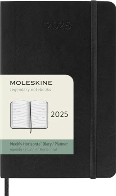 Moleskine Classic 12 Month 2025 Weekly Horizontal Planner Soft Cover Pocket 35 x 55 Black 144 pages