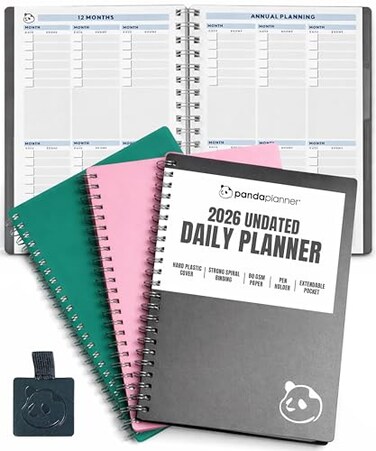 Panda Planner 2026 Undated Daily Planner 575 x 825 Gray