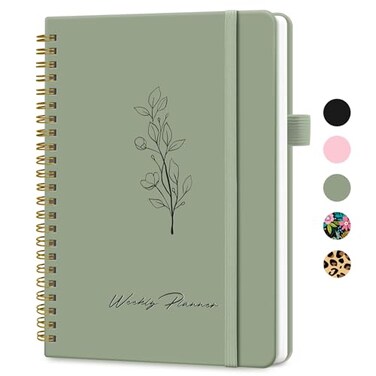 Taja Undated Weekly Planner Weekly To Do List Notebook with Goal Habit Tracker Organizer A5 Weekly Planner Notebook with Spiral Binding 61 x 82 Green