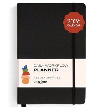 ANECDOTE. Anecdote Daily Planner w 20262027 Calendar Start Anytime 26 Weeks Undated 1 Page per Day 85 x 52 Hardcover ToDo List Organizer Plan Your Success Achieve Productivity Goals Black