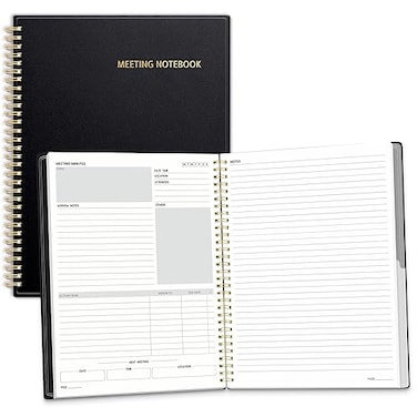 SUNEE Half Meeting Half Note 85x11 Professional Notebooks for Work 160 Pages A4 Size Project Planner Spiral Meeting AgendaMinutes Organizer for Women Men Note Taking Office Business
