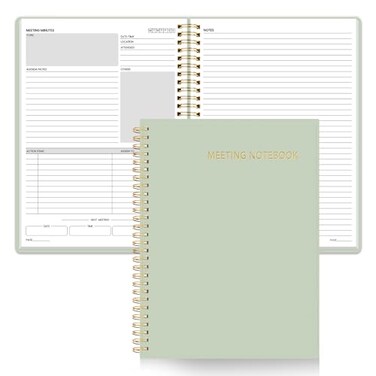 SUNEE Half Meeting Half Note 75x10 Professional Notebooks for Work 160 Pages B5 Size Project Planner Spiral Meeting AgendaMinutes Organizer for Women Men Note Taking Office Business