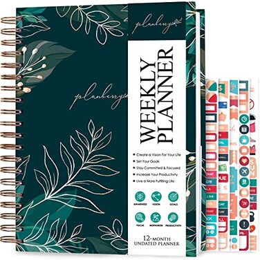 PLANBERRY Large Weekly Planner Premium Undated Life Budget Planner Organizer Productivity Journal 8x104 Green Pastures