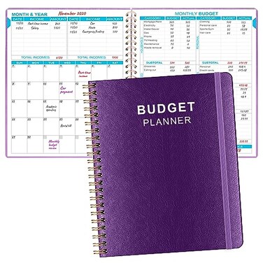 Getvow Budget Planner 8 x 95 Monthly Budget Book with Expense Tracker Notebook 2026 Budgeting Book and Financial Planner to Control Your Money Large Size PU Leather Purple