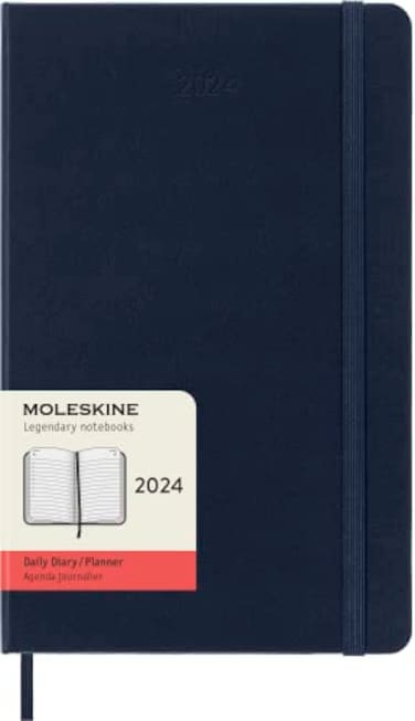 Moleskine 2024 Daily Planner 12M Large Sapphire Blue Hard Cover 5 x 825