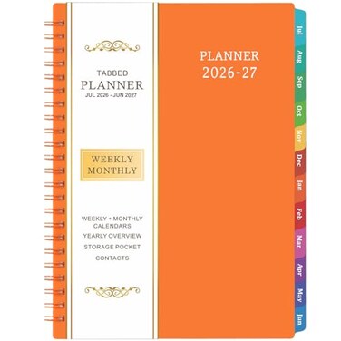 BooQool Planner 20262027 Academic Planner 20262027Planner Weekly and Monthly with Tabs JULY 2026 JUNE 2027 625 83 Strong TwinWire Binding