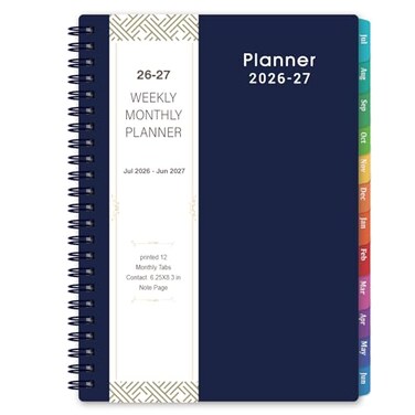MaaIbok 20262027 Planner Planner 20262027 with Weekly Monthly Spreads Jul 2026 Jun 2027 625 83 Strong TwinWire Binding Round Corner Flexible Cover Monthly Tabs