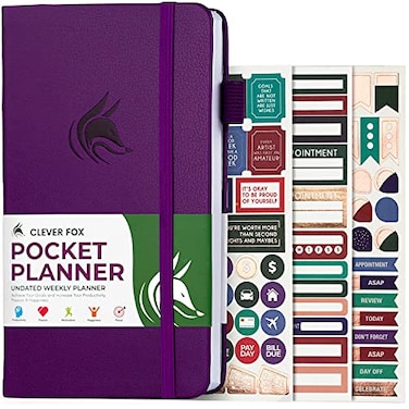 Clever Fox Pocket Planner Weekly Undated Monthly Goal Planner and Calendar Mini Planner Perfect for Purse 37x67 Purple