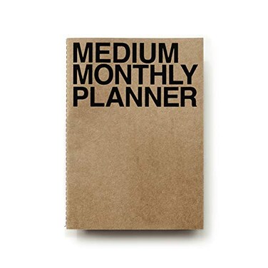 JSTORY Medium Monthly Planner Lays Flat Undated Year Round Flexible Cover GoalTime Organizer Thick Paper Eco Friendly Customizable Stitch Bound A5 16 Months 150 GSM 18 Sheets Kraft