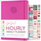 GoGirl Weekly Schedule Planner Hourly Work Life Planner with Time Slots Vertical Agenda Organizer for Daily Productivity A5 Hot Pink