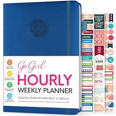 GoGirl Weekly Schedule Planner Hourly Work Life Planner with Time Slots Vertical Agenda Organizer for Daily Productivity A5 Mystic Blue