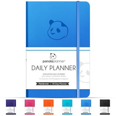Panda Planner Classic A5 Daily Planner 2026 Undated Daily Quarterly Planner with Hourly Schedule Productivity Calendar To Do List Goal Planner Habit Tracker Gratitude Journal for Home or Office Blue