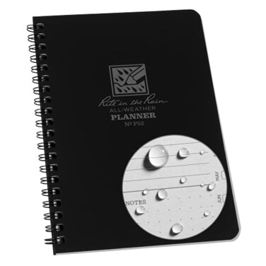 Rite in the Rain AllWeather Weekly Planner Undated SideSpiral 458 x 7 No P52Black
