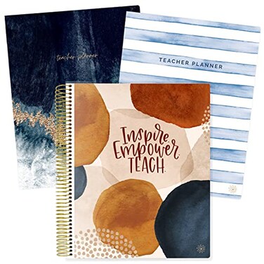 bloom daily planners Undated Academic Year Teacher Planner Calendar 7 Period Lesson Plan Organizer Book with Frosted Cover 9 x 11 Interchangeable Cover
