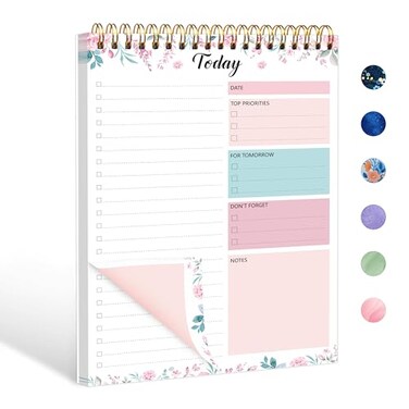 KMQOY To Do List Notepad Daily Planner Notepad 104 Pages Task Planner 67 x 98 Double Sided Spiral Notebook with Checklist Productivity Planning Pad for Work Office HomePink