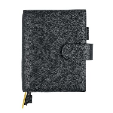 Ox Knight Genuine Leather Cover for A6 Notebooks Fits Hobonichi Techo OriginalMidori MD Planners Leuchtturm1917 and Stalogy with Pen Loop Card Slots Side Pockets Back Pocket and Bookmarks Black