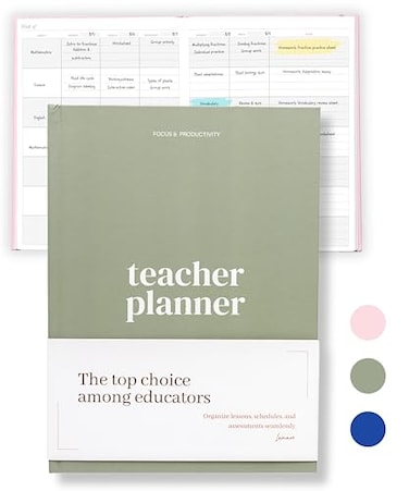 Lamare Teacher Planner 20262027 Hardcover Undated Planner Lesson Planner Book for Teachers with Class Schedule Student Info Weekly Planning 8x11
