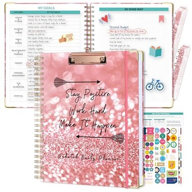 Ospelelf Undated Spiral Bound Planner Daily Weekly and Monthly Planner Pink Teacher Planners 12 Month 85 x 11