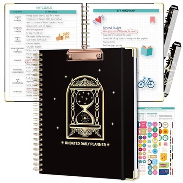 Ospelelf Spiral Bound Undated Planner Daily Weekly Monthly Student Planner 2026 Black Hourly Work Planner Hardcover 85 x 11
