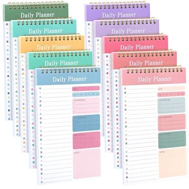 LABUK 10 Pack Daily To Do List Notebook 5 x 8 Daily Planner 30 Sheets Spiral to Do List Notebook for Classroom Office Plan Work Schedule Checklist