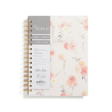 Blue Sky Life Note It 20252026 Academic Year Weekly and Monthly Planner July 2025 June 2026 5875 x 8625 Frosted Cover Laminated Tabs Wirebound Storage Pocket Hannah