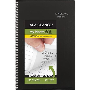 AT-A-GLANCE ATAGLANCE Planner 20252026 Academic Monthly 8 x 12 Large Flexible Cover DayMinder Black AY200