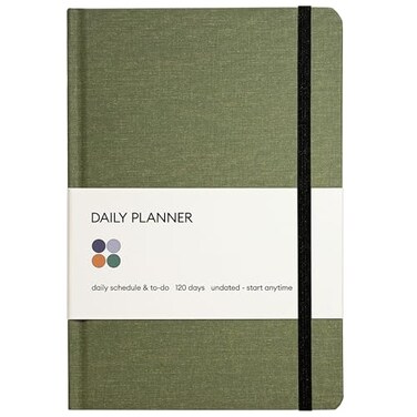 Kunitsa Co. Kunitsa Co Undated Planner Hardcover with Habit Tracker Goal Setting Daily 120 Days Start Anytime Forest