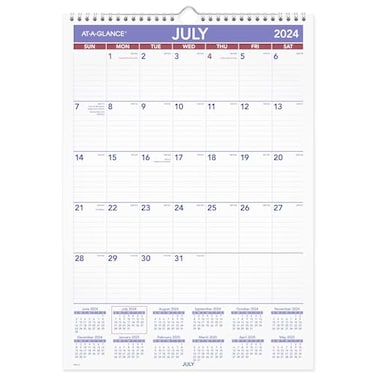 AT-A-GLANCE ATAGLANCE 20242025 Academic Wall Calendar Monthly 12 x 17 Medium Ruled Daily Blocks PMA228