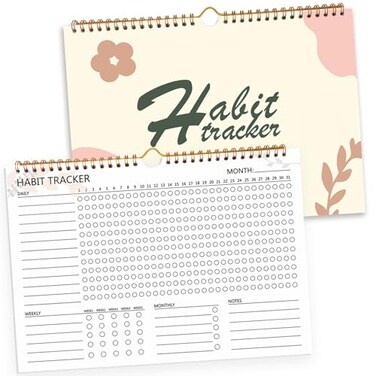 PIOOJK Habit Tracker Calendar 12 Months Undated Daily Goal and Habit Tracker Habits Tracker Journal Planner with Spiral Binding Great Productivity Tool and Workout Calendar 117x85