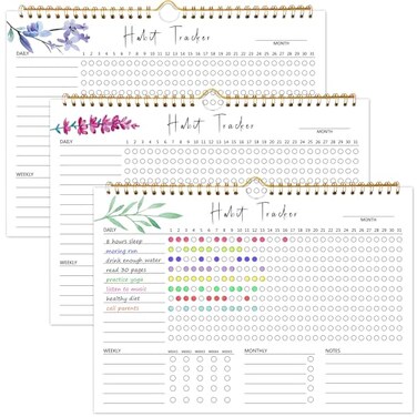 PIOOJK Habit Tracker Calendar Aesthetic Daily Weekly Goal and Habit Tracker Journal 12 Months Undated Habits Tracker Planner with Spiral Binding Boost Productivity Tool and Workout Calendar 117x85