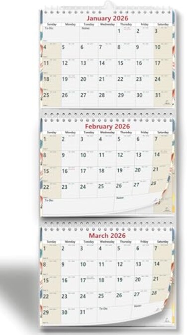 STRIVE ZEN 2026 2027 3Month Wall Calendar by StriveZen MoveaPage 11 x 26 Inches Large Vertical Wire bound January 26 December 27 Use as Three Separate Calendars