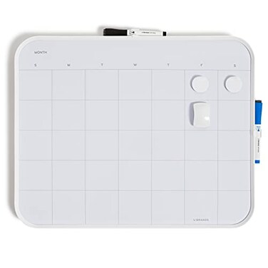 U Brands Modern Bevel Dry Erase Calendar White Board Value Pack Office Supplies Includes Markers Magnets Eraser 16 x 20