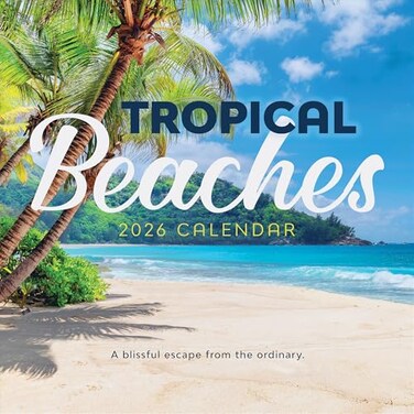 TF Publishing 2026 Tropical Beaches Wall Calendar Large Grids for Appointments and Scheduling Vertical Monthly Wall Calendar 2026 wPremium Gloss Paper for Home and Office Organization 12x12in