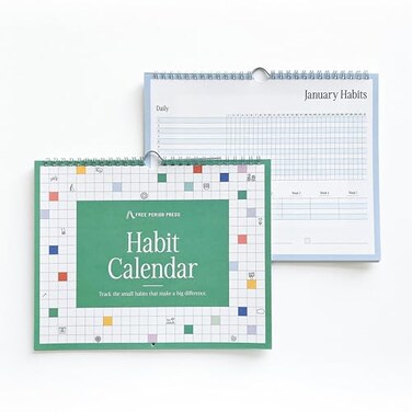 Free Period Press Habit Tracker Calendar To Do List Planner Spiral Bound Habit Tracker with Writable Goals 12 Months Undated 8x10