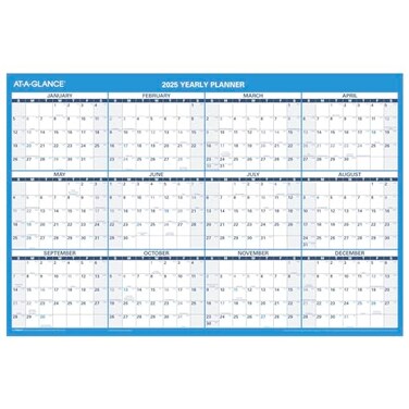 AT-A-GLANCE ATAGLANCE 2026 Erasable Calendar Dry Erase Wall Planner 36 x 24 Large Yearly HorizontalVertical Seasons in Bloom PM200P2825