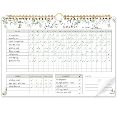 PIOOJK Habit Tracker Calendar12 Months Undated Daily Weekly Goal and Habit Tracker Journal Planner with Spiral Binding Boost Productivity Tool and Workout Calendar 11785