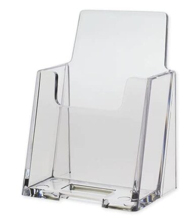 SOURCE ONE Premium Vertical Clear Business Card Holder Slant Back