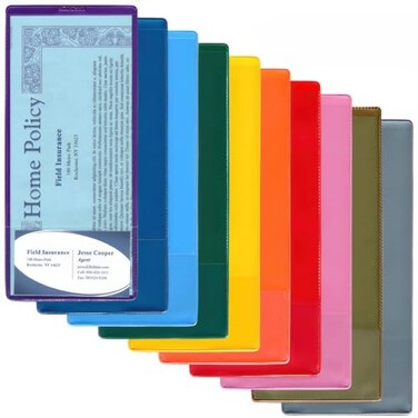 STORE SMART StoreSMART Plastic Policy Holder with Business Card Pocket 4 x 9 Variety 20Pack INS30VP2
