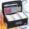 JUNDUN Index Card Holder with LockCollapsible Fireproof Index Card Box fits 1200 3x5Inch Flash Cards Business Recipe or Note Card Storage Boxes Black