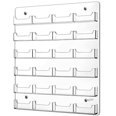 Lincia Acrylic Business Card Holder Wall Mount Clear Sticker Display Rack Multiple Clear Card Organizing Sticker Display Stand Pre Drilled Acrylic Holders24 Pocket1732 x 1614 Inch