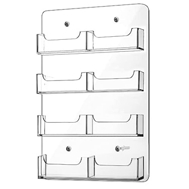 Hillban Acrylic Business Card Holder Wall Mount Clear Sticker Display Rack Multiple Card Holders Clear Acrylic Organizing Sticker Display Stand Pre Drilled8 Pockets