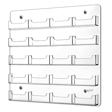 Hillban Acrylic Business Card Holder Wall Mount Clear Sticker Display Rack Multiple Card Holders Clear Acrylic Organizing Sticker Display Stand Pre Drilled20 Pockets