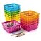 PREXTEX Classroom Storage Baskets Crayon Pencil Container Classroom Organization Multicolor Plastic Square Baskets 5x5x3 Inches 12 Count
