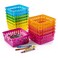 PREXTEX Classroom Storage Baskets Crayon Pencil Container Classroom Organization Multicolor Plastic Square Baskets 5x5x3 Inches 12 Count
