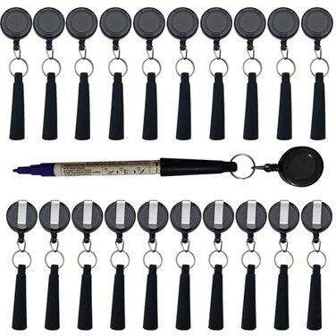 XILAOTOU 20 PCS Pencil Holder Ideal Grip for Markers Carpenter PencilsHeavy Duty Retractable Pull Pen with antilost pen cord